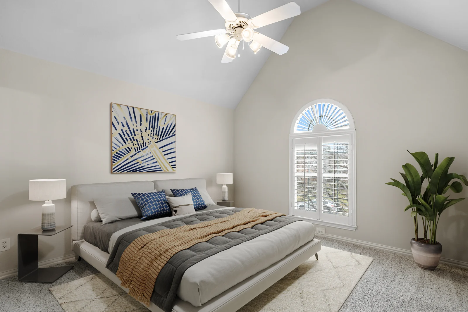 Bedroom view at 2312 Scenic Drive with an arched window