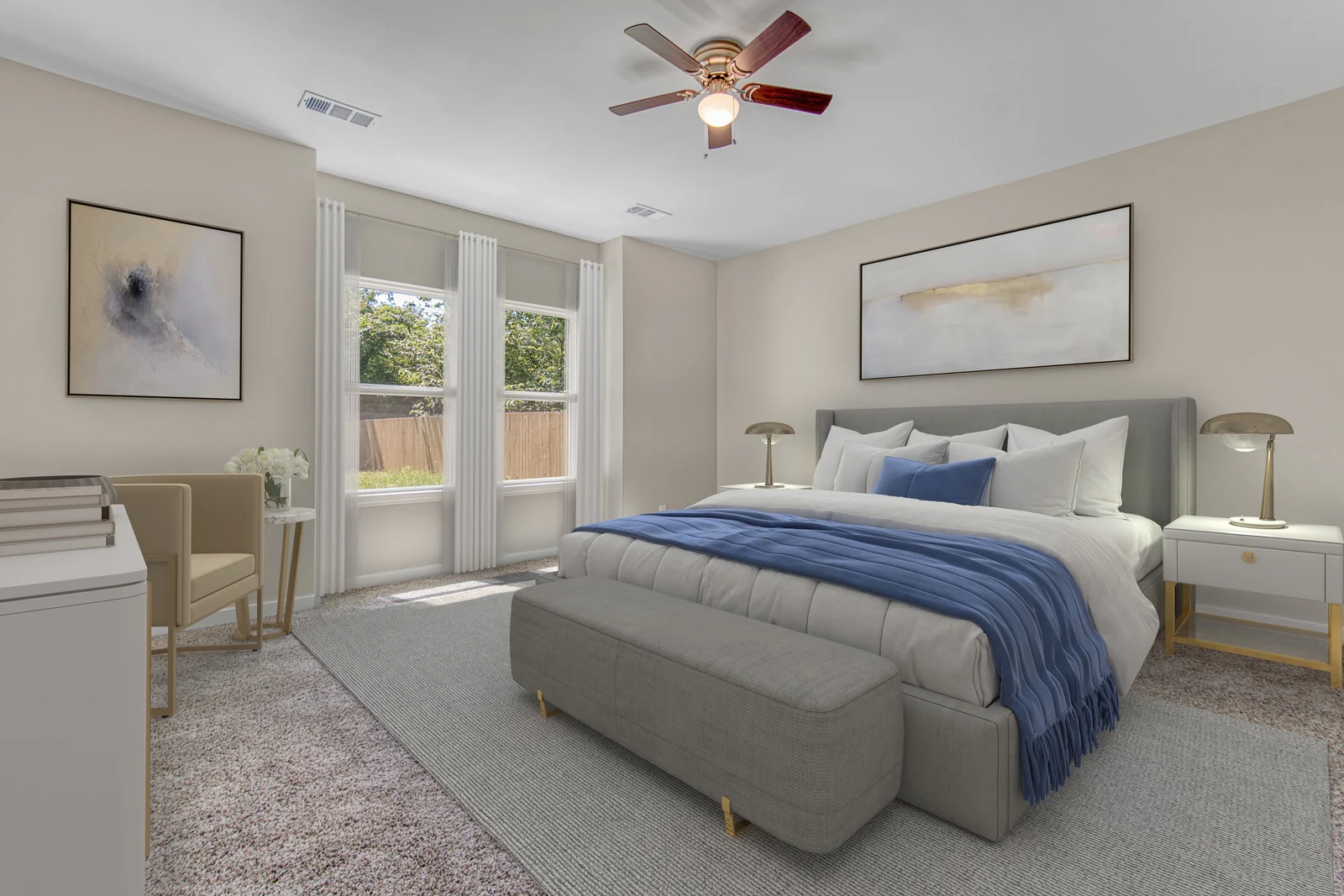 Bedroom view at 4832 Nome Street with two windows